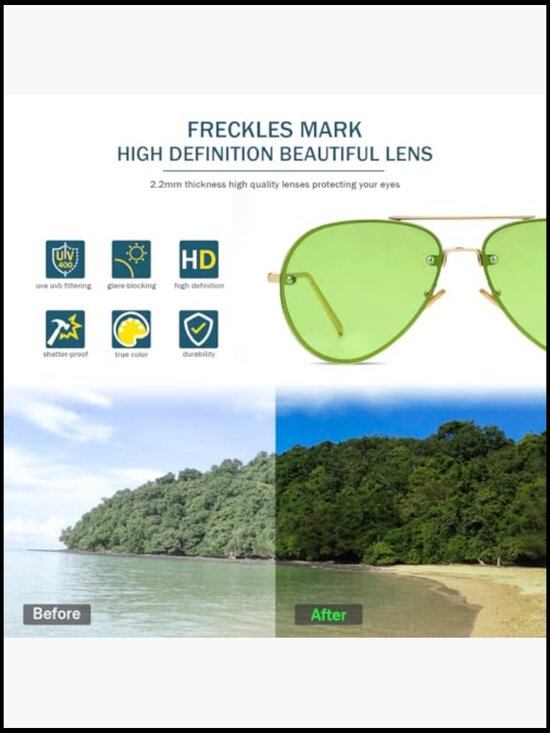 Oversized Aviator Sunglasses Vintage Retro Metal Frame UV400 Protection main image 5